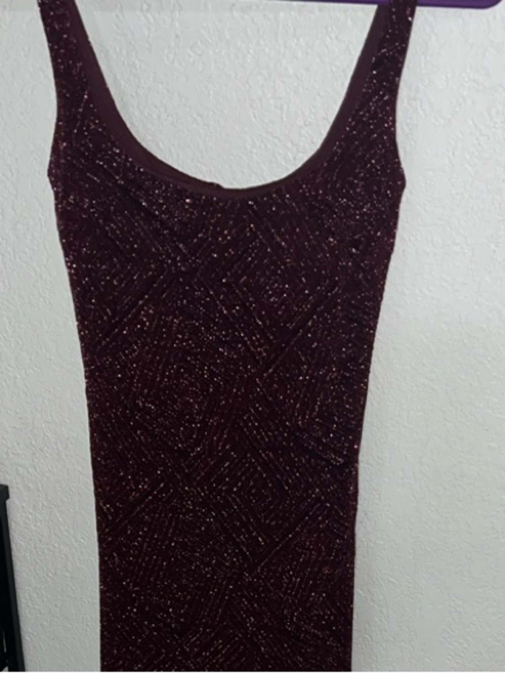 Sequin Hearts Deep Burgundy Sequin Tank Prom Dress extra long with slit sexy
